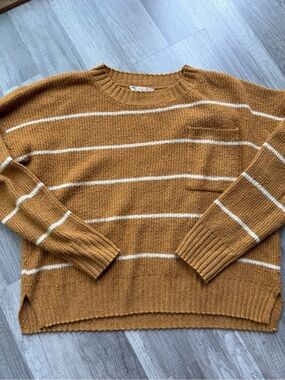 Pink Republic Mustard and Cream Striped Crewneck Sweater